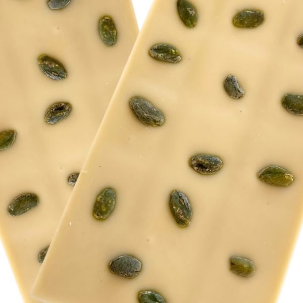 Etui de chocolat blanc & Pistaches entières 2 Chocolats blanc & Pistaches entières