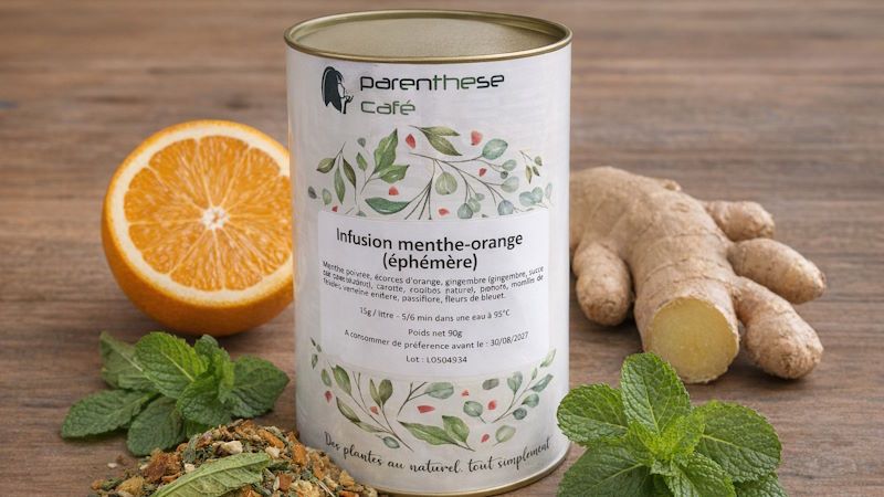 Infusion éphémère Menthe - Orange - Parenthese Café