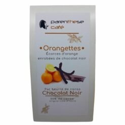 Des gourmandises chocolatées dans ces chocolats artisanaux 8 Orangettes enrobées de chocolat noir - Parenthese Café