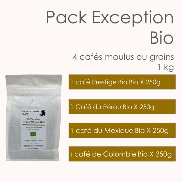 Coffret Cadeau 4 cafés natures x 250g