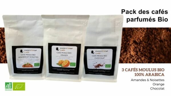 Café moulu Moka Bio Chocolat 2 Pack des 3 cafés Moka Bio parfumés de Parenthese Café