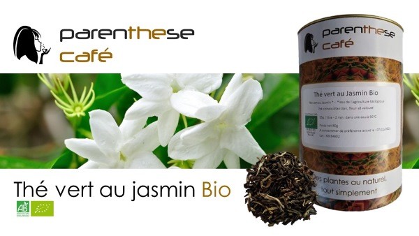 Thé vert au Jasmin Bio 3 Thé vert au jasmin Bio - Fleurs de jasmin Parenthese Café